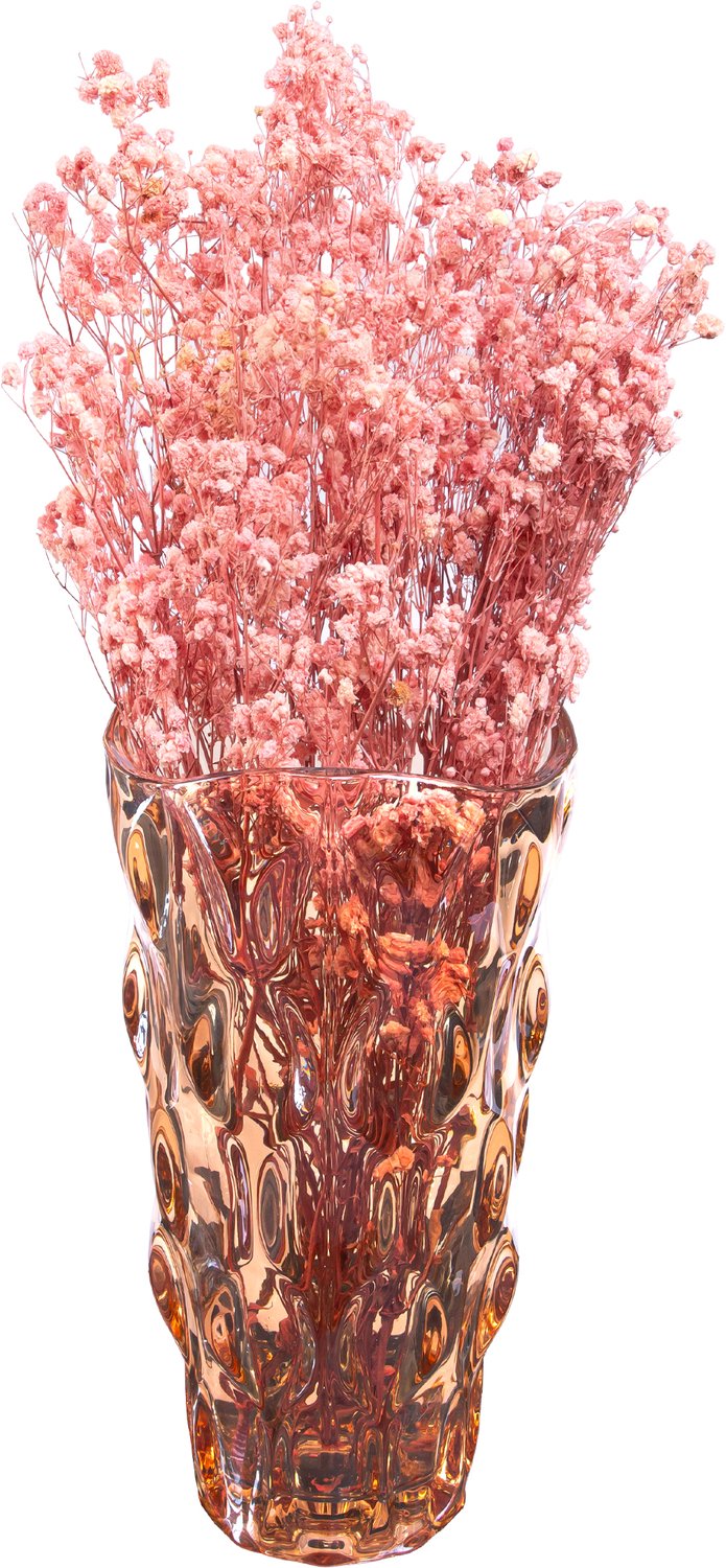 QUVIO Glazen vaas organisch design - Bloemenvaas - Siervaas - Voor droogbloemen - Woondecoratie - Geribbeld glas - Bruin