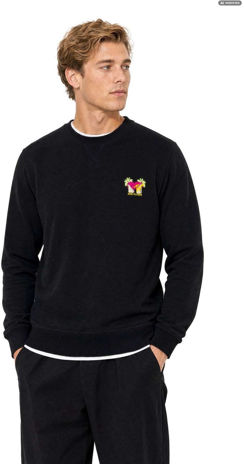 OppoSuits MTV™ Spring Break - Black - Heren Sweater - Retro MTV Trui- Zwart - Maat M