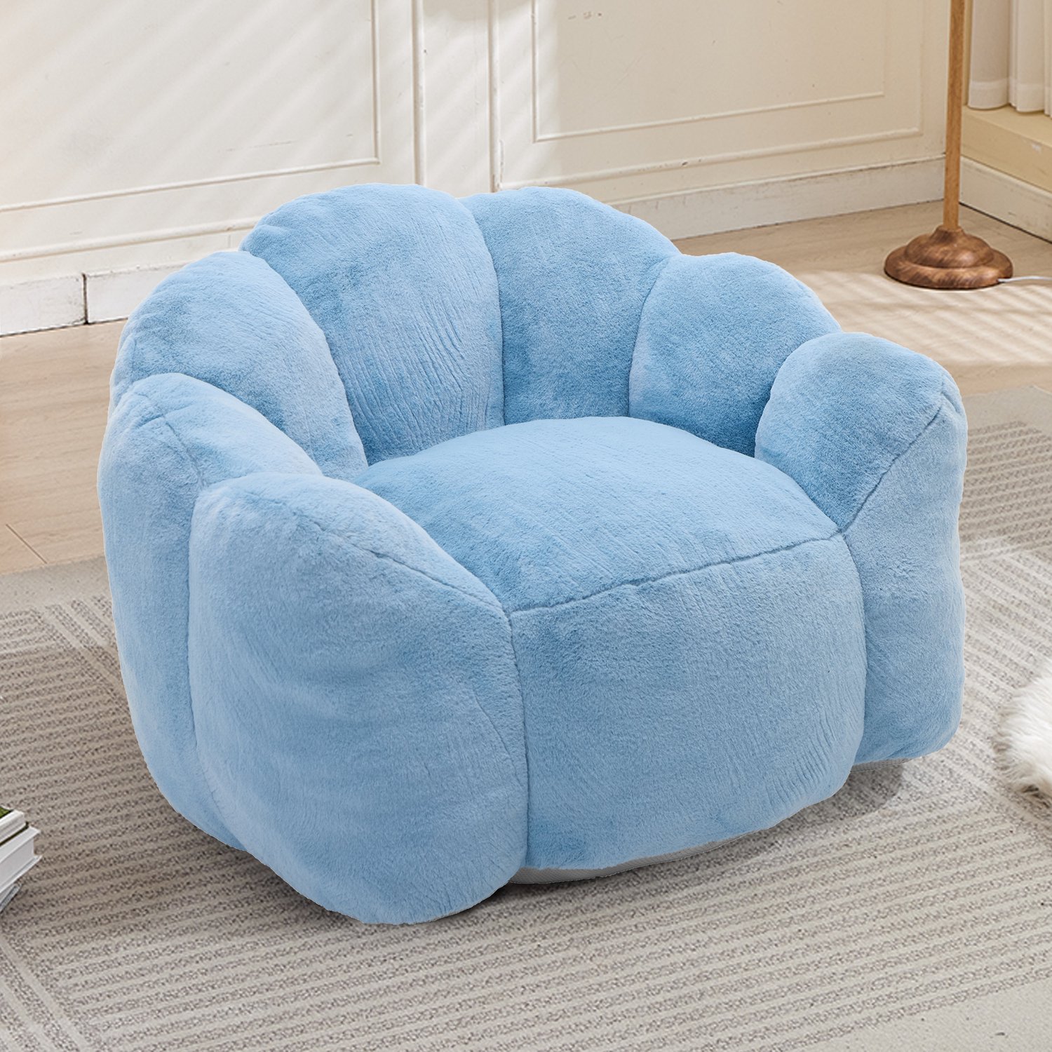 HAUSS SPOLE Barkruk - Lotusvormige Loungestoel - Zonder Montage En Licht Verplaatsbaar - Voor Woonkamer En Slaapkamer - Velvet Blauw