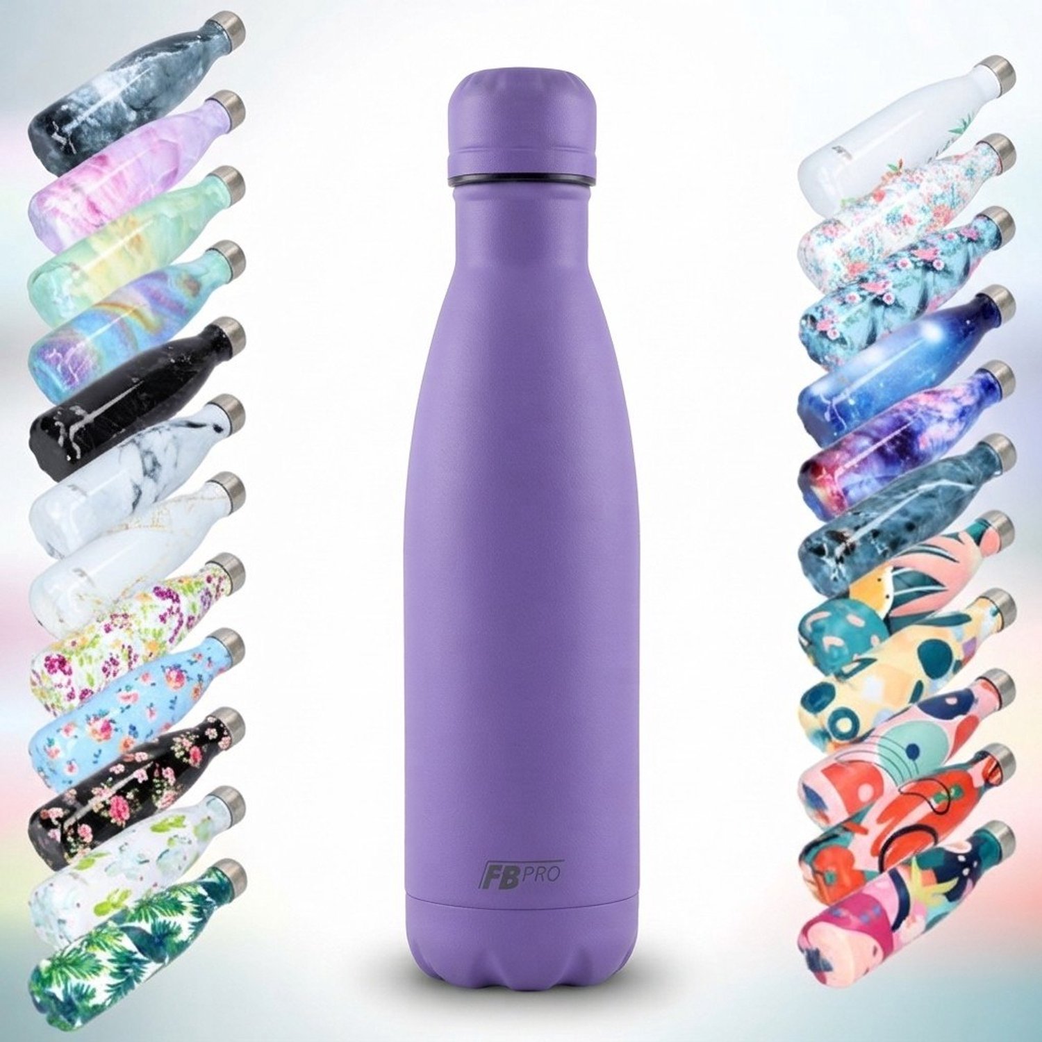 FBFS115, Thermosfles, Drinkfles, Waterfles - Modern & Slank Design - Lavendel paars - 500ml
