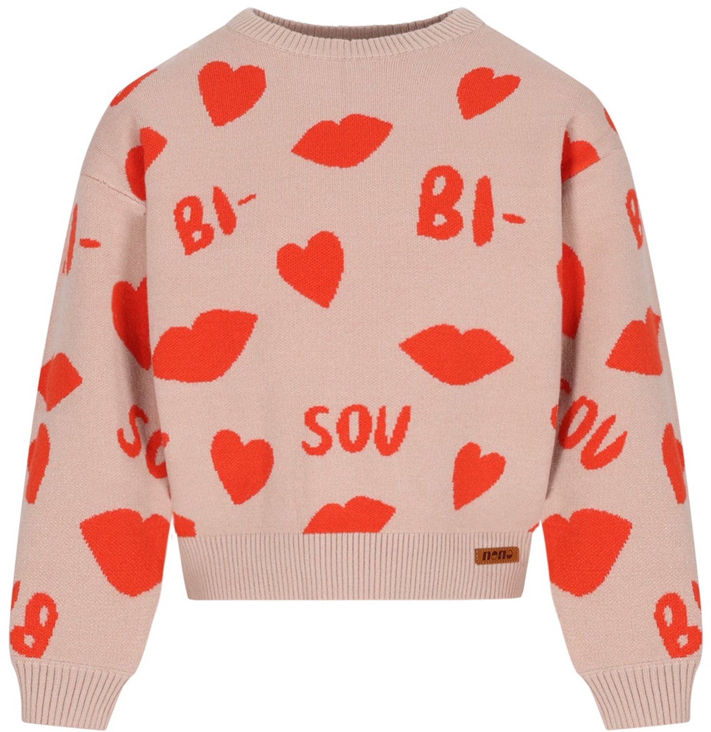 NONO - Katie Jacquard BISOU Knitted Sweater - Sand Blush - Maat 146-152