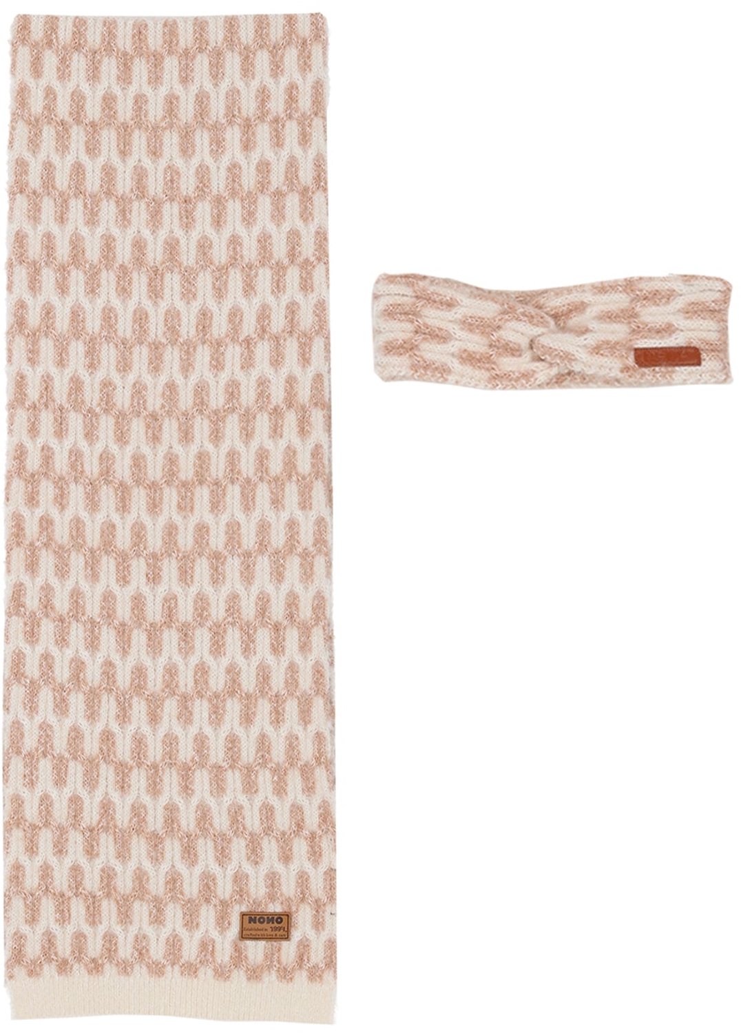 Nono Rosa Knitted Set Sjaals Meisjes - Beige - Maat 146/164