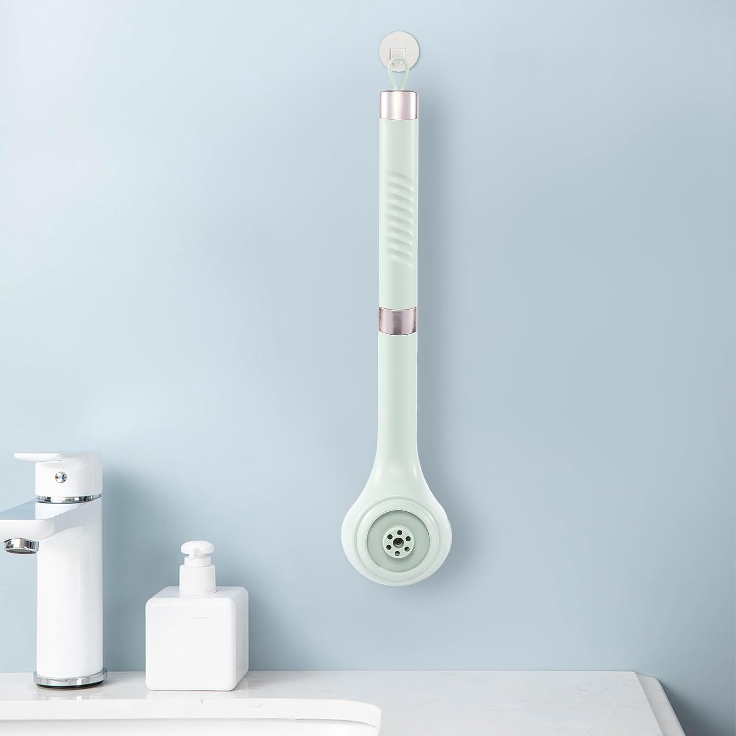 Elektrische doucheborstel voor thuisgebruik, abrikoos kleurig, multifunctionele badborstel met 6 verwisselbare borstelkoppen, IP67 waterdicht, oplaadbare lichaamsborstel voor rugreiniging, peeling en massage