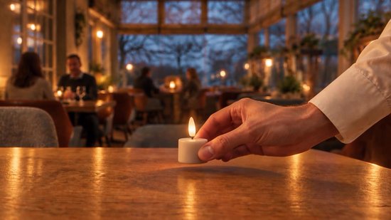 DORSETTO Oplaadbare LED Waxinelichtjes – tot 400 Uur Brandduur – 12 Stuks – Warm Wit – Met Afstandsbediening – Waterdicht