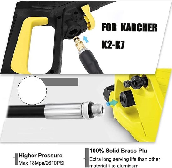 Hogedrukreinigingsslang, 20 m, compatibel met K2/K3/K4/K5/K6/K7-serie, hogedrukreiniger, accessoires met jet en roterende mondstuk, 400 bar, 60 °C — afbeelding 2