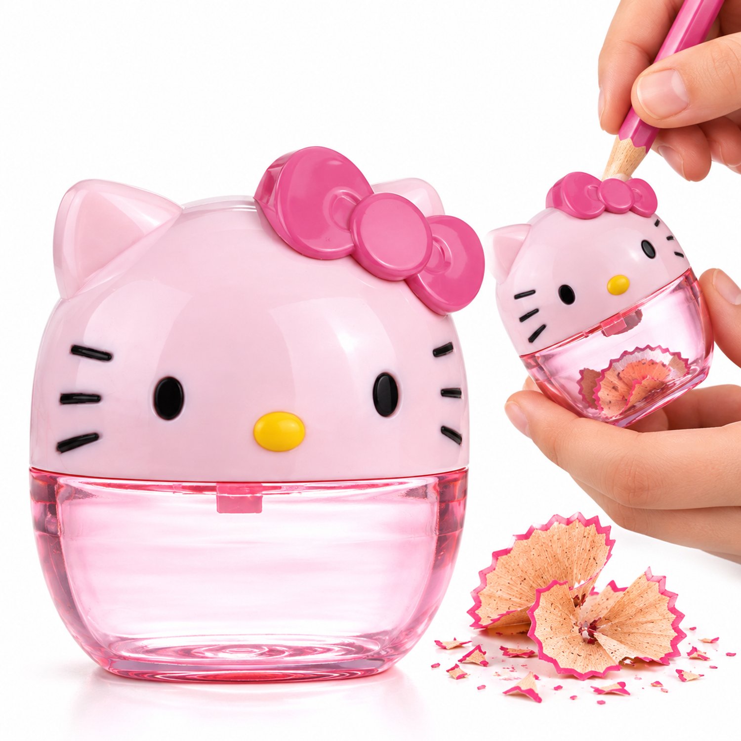 Hello Kitty Puntenslijper - met Opvangbak - 3D Potloodslijper voor Kinderen - Slijper met Bakje - Roze - Vanaf 6 Jaar
