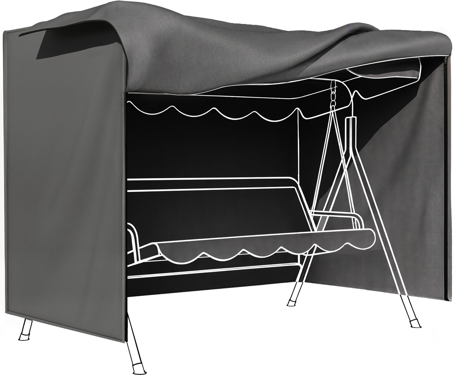 Sunona Beschermhoes voor Hollywoodschommel - Met rits - 205 x 124 x 164 cm - Donkergrijs