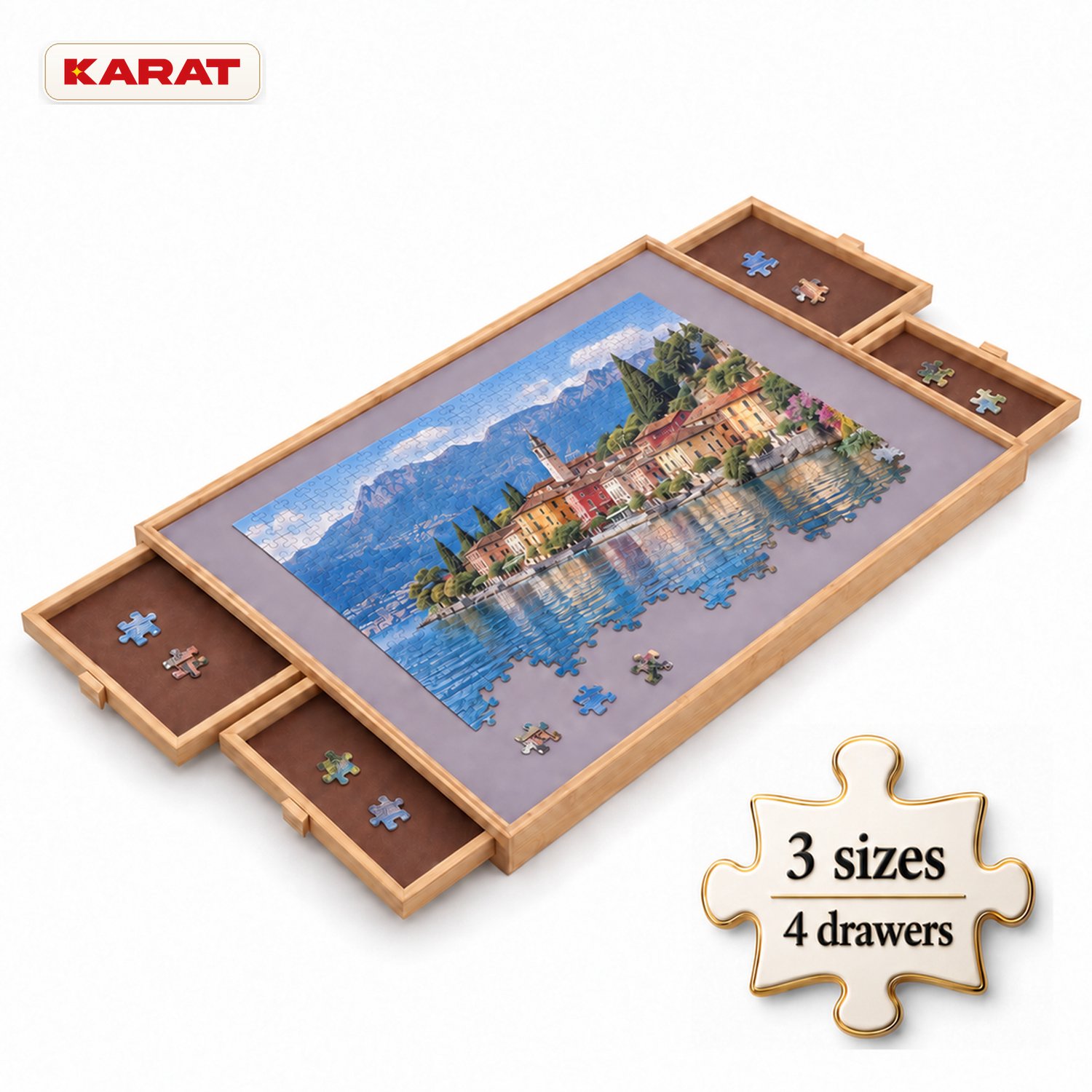 Floordirekt Puzzelbord Hudson – Draaibaar – 4 lades – 2000 stukjes – Houtlook