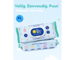 The Kinder Clean Babydoekjes – 72 stuks, 12 verpakkingen per doos – 1,5× groter, multifunctioneel voor handjes, gezicht, mond en alle oppervlakken rondom je baby, afspoelen niet nodig, parfumvrij, 99,9% water en ECOCERT COSMOS Natural