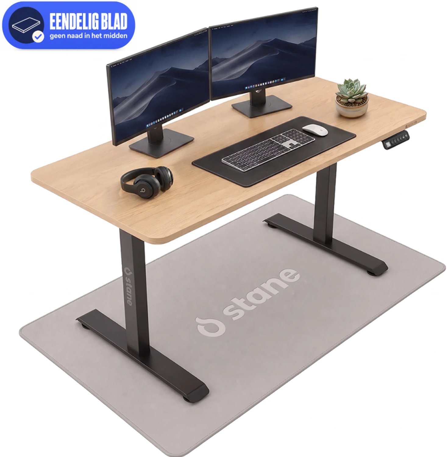 Stane Zit Sta Bureau Elektrisch Verstelbaar - Incl. Kabelgoot - 120 x 60 cm - Eiken