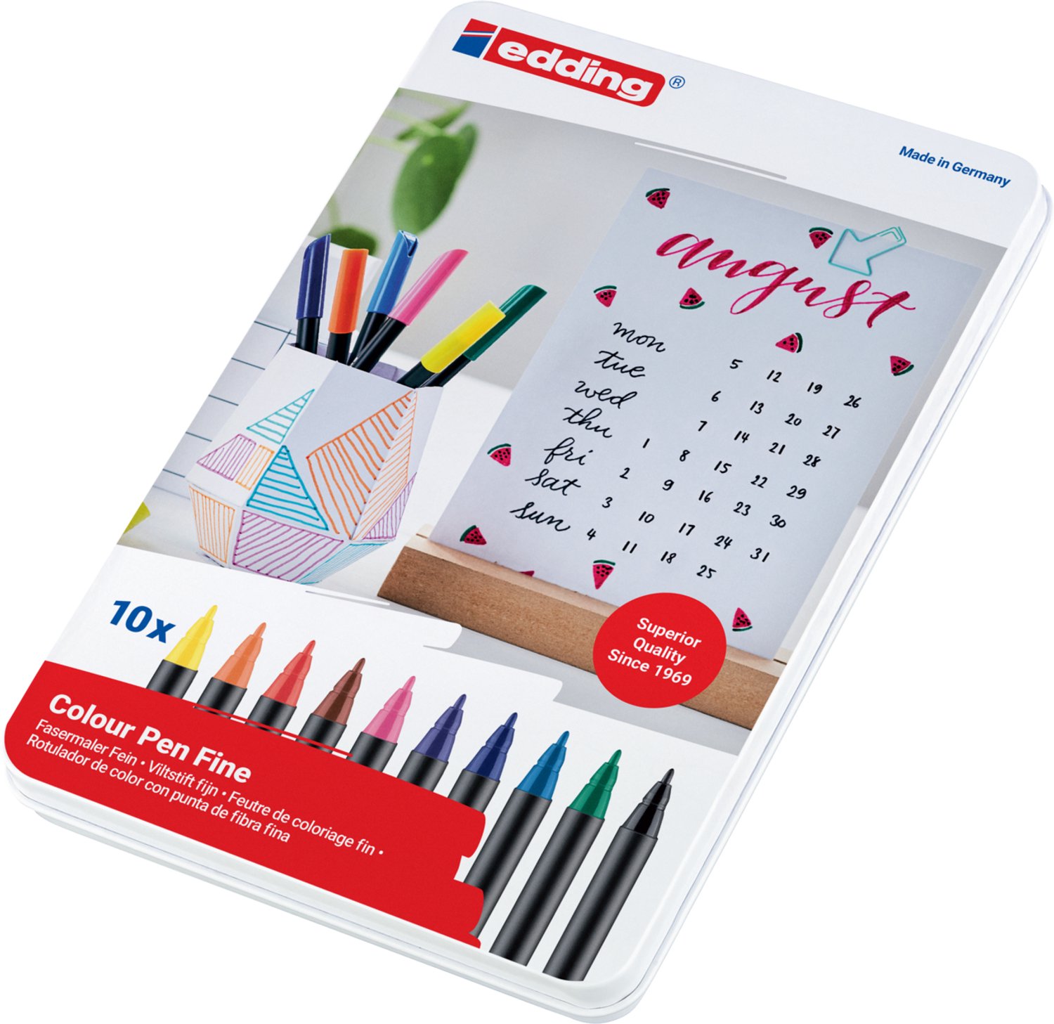 edding 1200 viltstift fijn - zwart rood blauw groen geel oranje bruin violet roze lichtblauw - set met 10 heldere kleuren - ronde punt 1mm - viltpunt voor tekenen en schrijven - voor school of mandala — afbeelding 7
