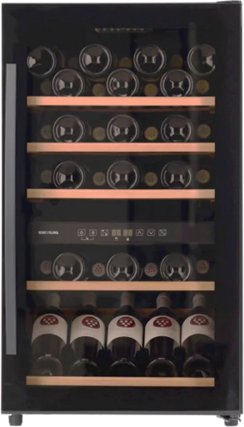 Wine Klima VDA-40 - Zwart - Greep - Wijnklimaatkast - Vrijstaand - 40 flessen - 2 zones