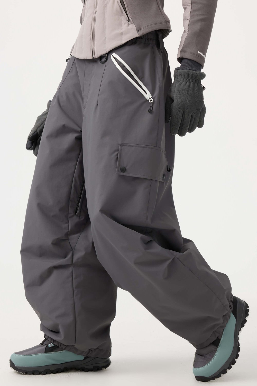 GSOU SNOW - Dames Skibroek - baggy ski - en snowboardbroek - 20K waterdicht - Waterdicht en Slijtvast - Donkergrijs - Maat M