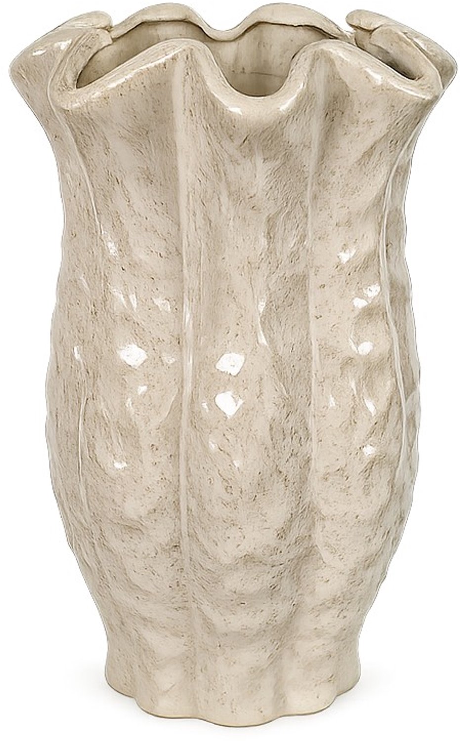 Aardewerk vaas Riff beige L