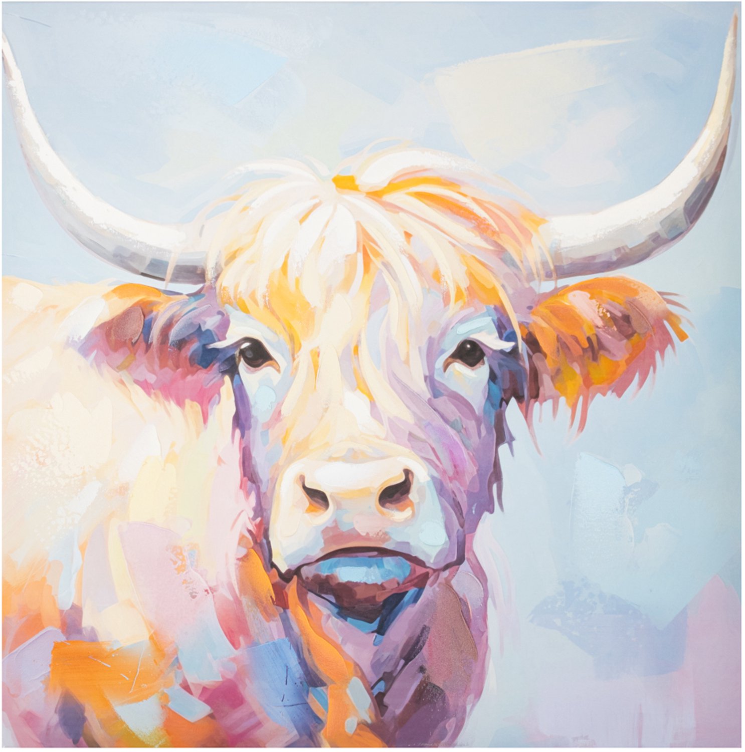 Schilderij handgeschilderd Schotse Hooglander art deco