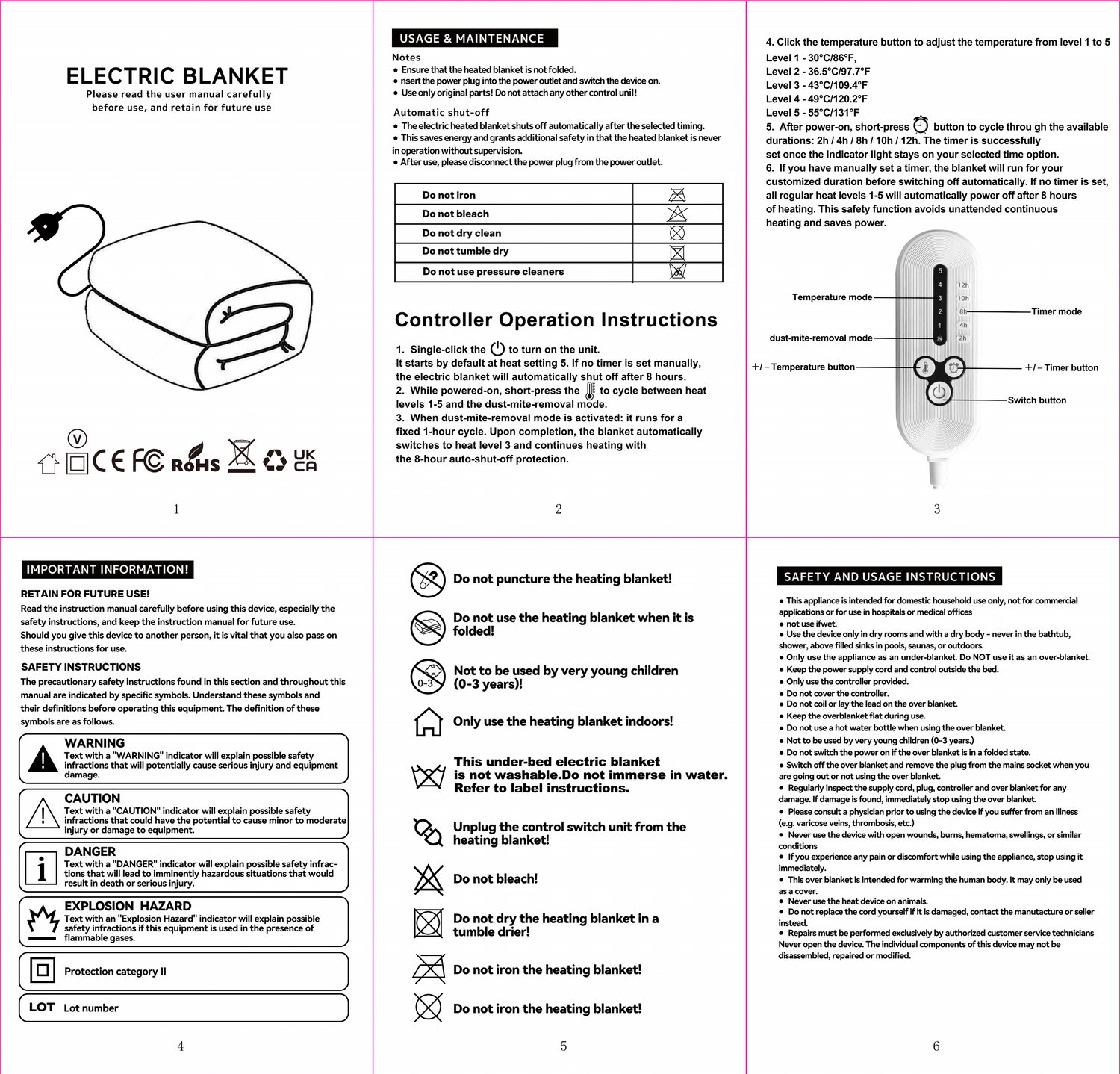 Zynkloac Elektrische onderdeken - Elektrische deken 180x90CM 1 Persoons- 5 Warmtestanden - Tijdfunctie-Sinterklaas Cadeau -Extra snel warm - Automatische uitschakeling -Oververhittingsbeveiliging - Niet wasbaar – foto 8