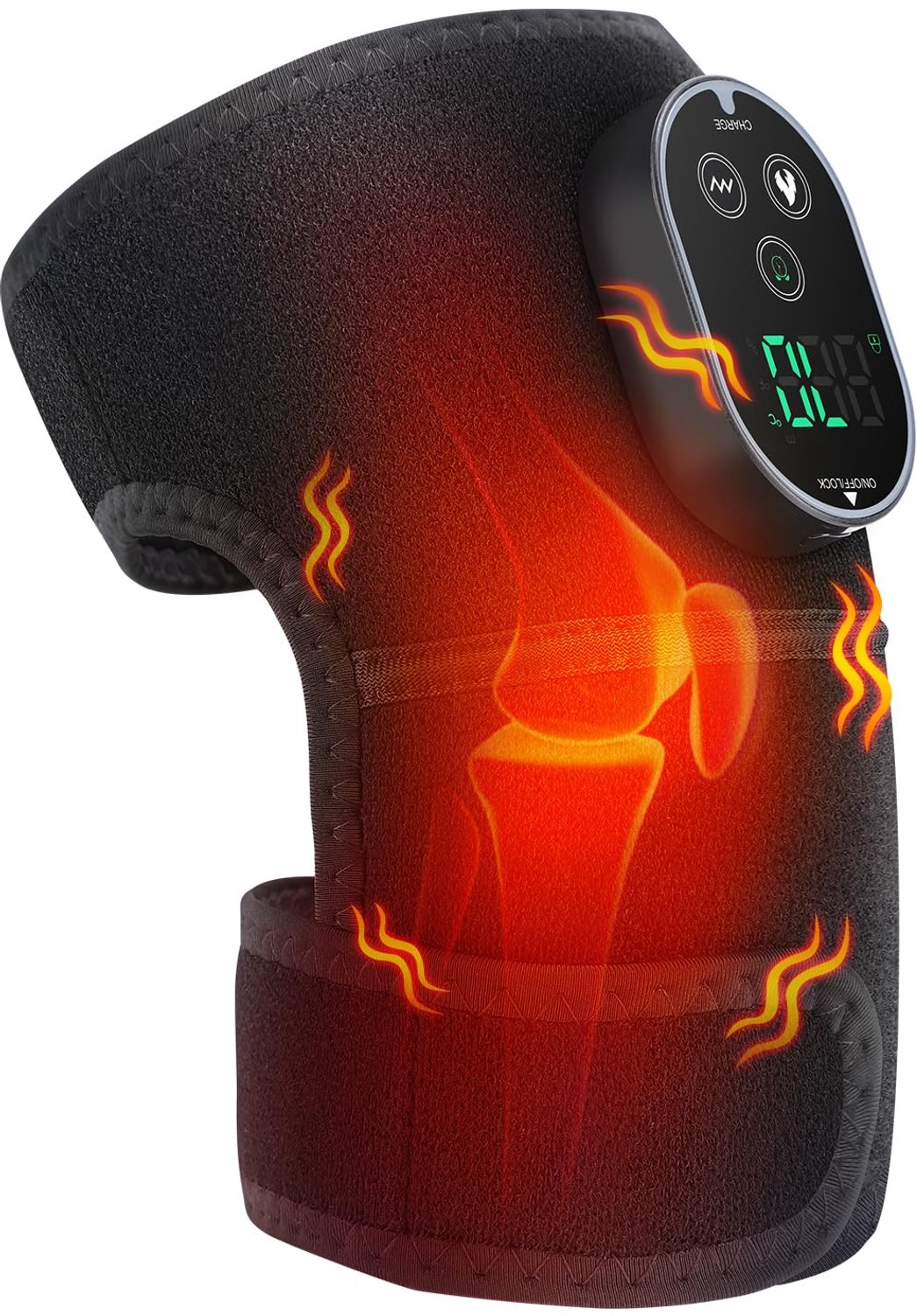 Verwarmingsband voor Knie - Draadloos Verwarmingskussen met Touchbediening - 6 Warmtestanden - 3 Massagestanden - Timer - Voor Knie, Schouder en Elleboog