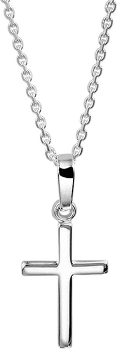 Ketting met kruisje verzilverd 46 / 50cm