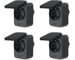 Tapo P410M Slimme Buitenstekker Wifi met Matter 4-pack - Bundelvoordeel - Matter-Gecertificeerd - Energiemonitor - Spatwaterdicht voor Buiten - 16A / 3680W - Werkt met Apple Home, Alexa, Google & SmartThings - Geschikt voor Balkon Zonnepanelen