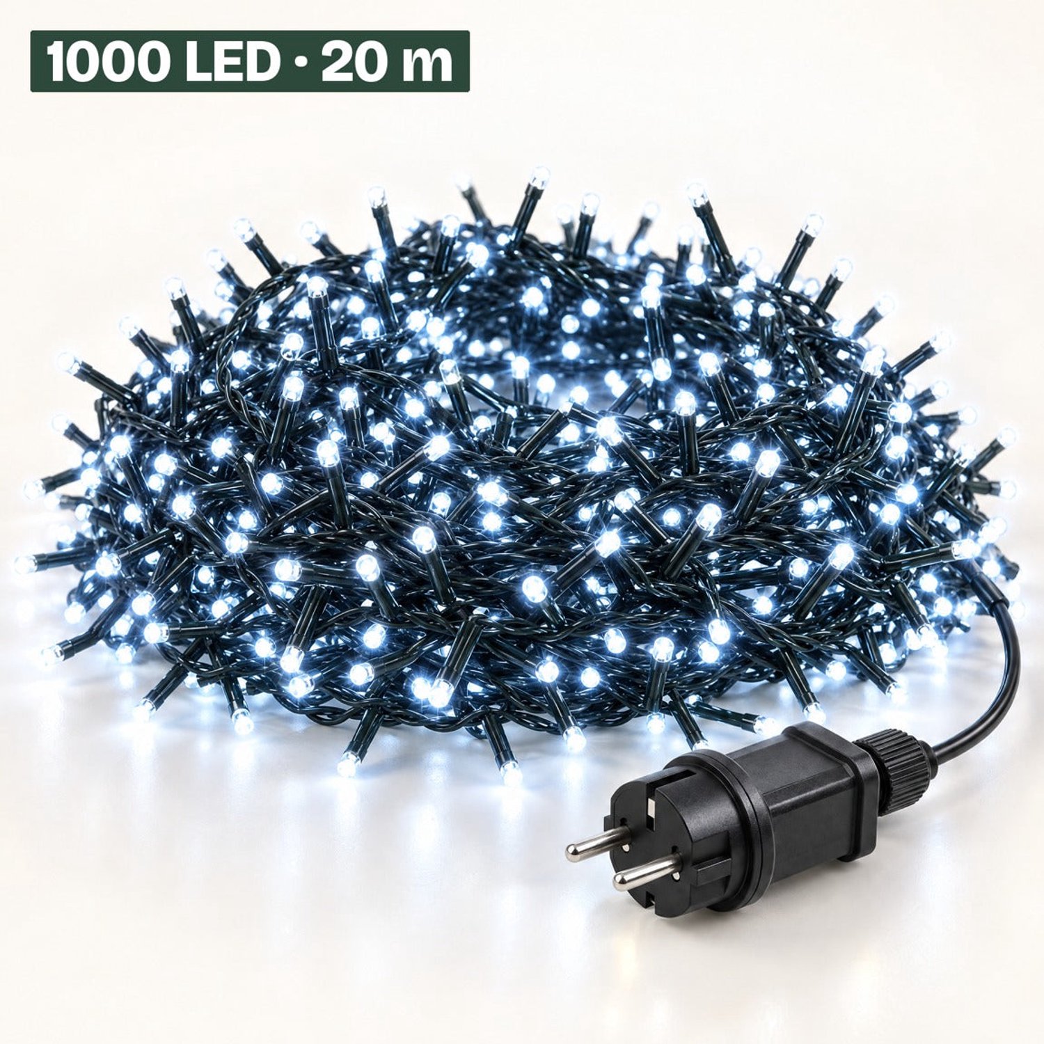 Levano Kerstverlichting Buiten 1000 LED 20 m Koel Wit - Kerstboomverlichting met Timer en Geheugen - Lichtfuncties - Lichtsnoer voor Binnen en Buiten - Microcluster - Clusterverlichting Kerstboom - Lichtslinger - Kerstlampjes