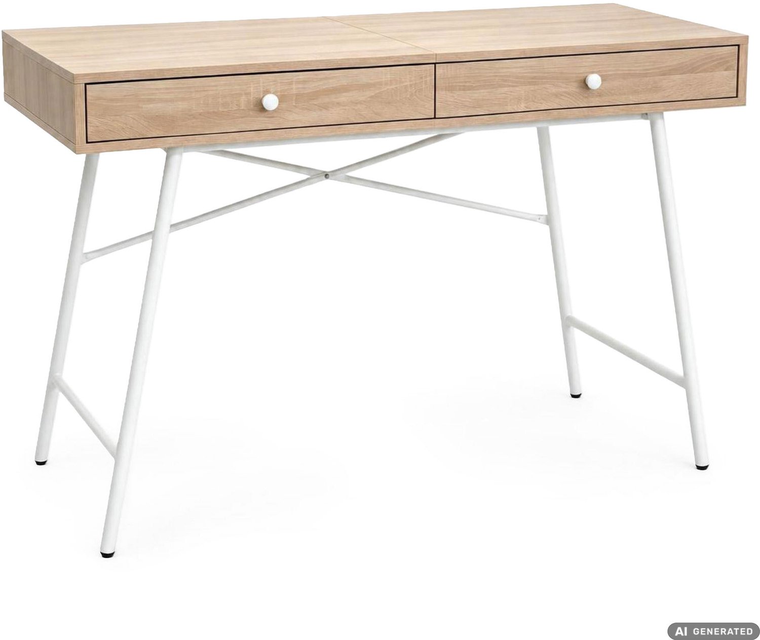 Akord Computerbureau SKANDIA / Sonoma eiken / 120 cm / 2 laden, wit onderstel, industriële stijl / 120 x 50 x 80,5 cm Sonoma eiken, wit