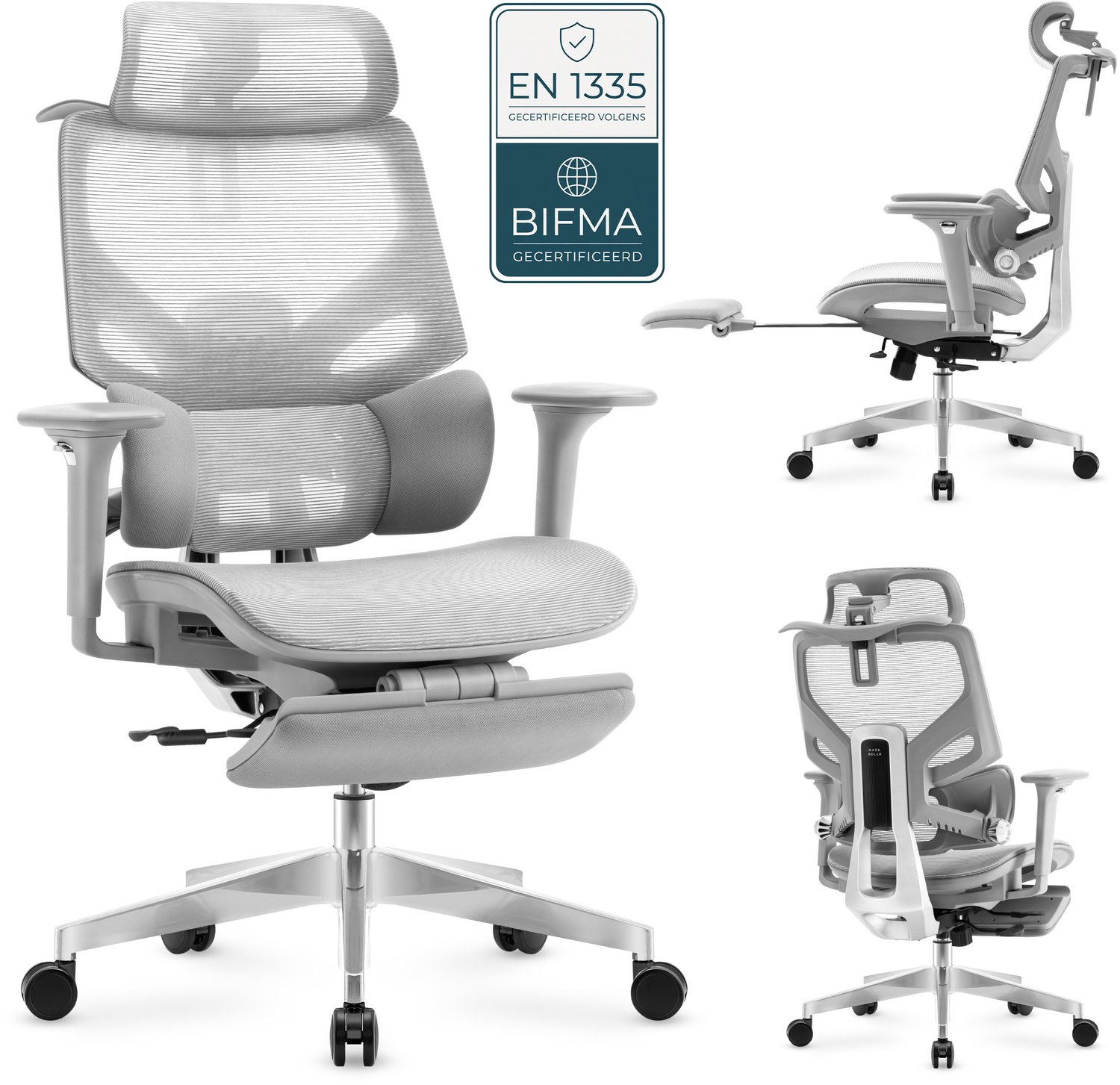 Mark Adler Expert 8.7 Ergonomische Bureaustoel - Office Chair - EN-EN1335 - Mesh - Verstelbaar - Grijs