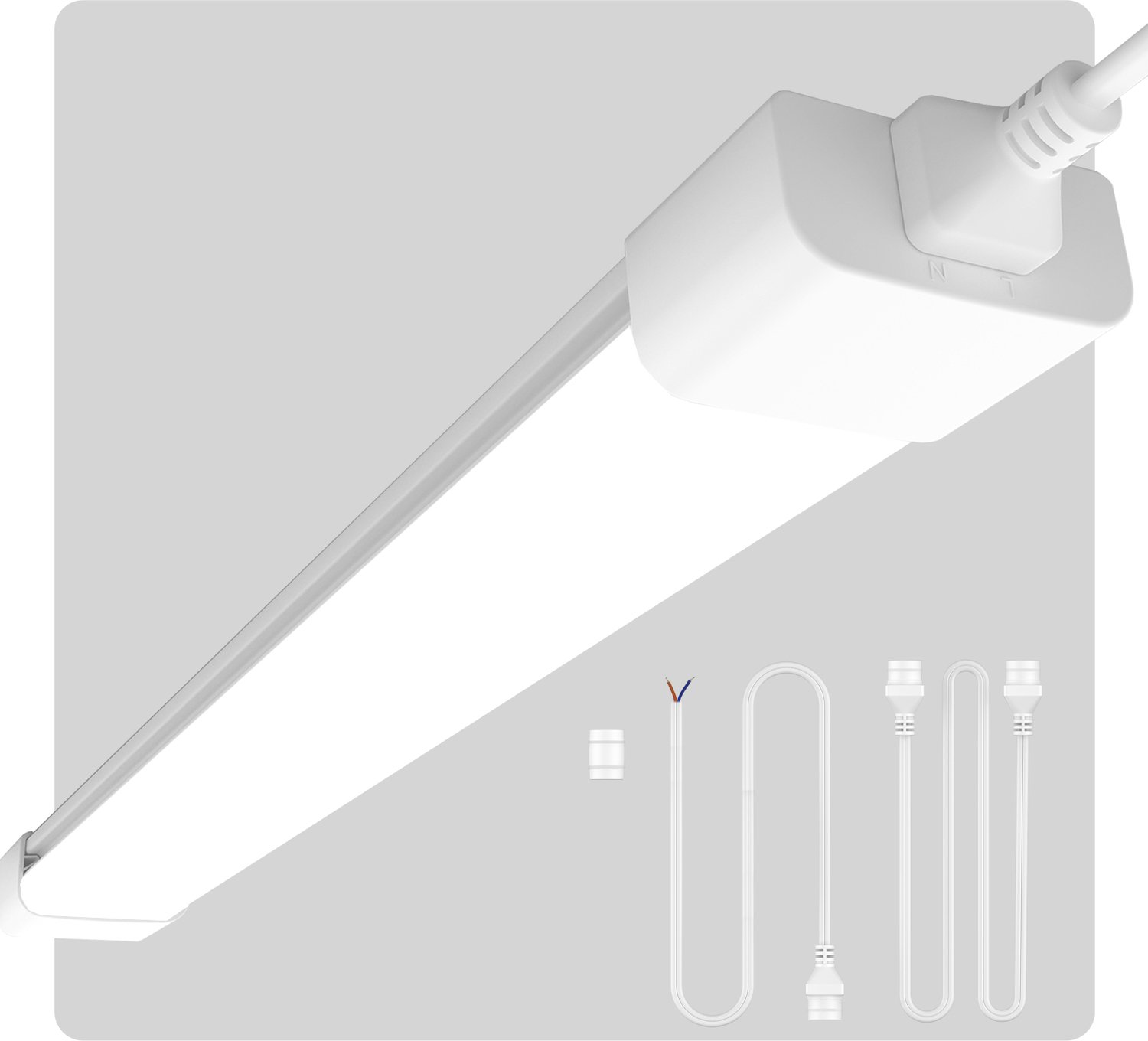 anten LED Vochtbestendige Lamp - LED TL Armaturen - 60 cm - 18W - 1980lm - 6000K - IP65 - Koppelbare Werkplaatsverlichting met Stekker - Wit Koel wit