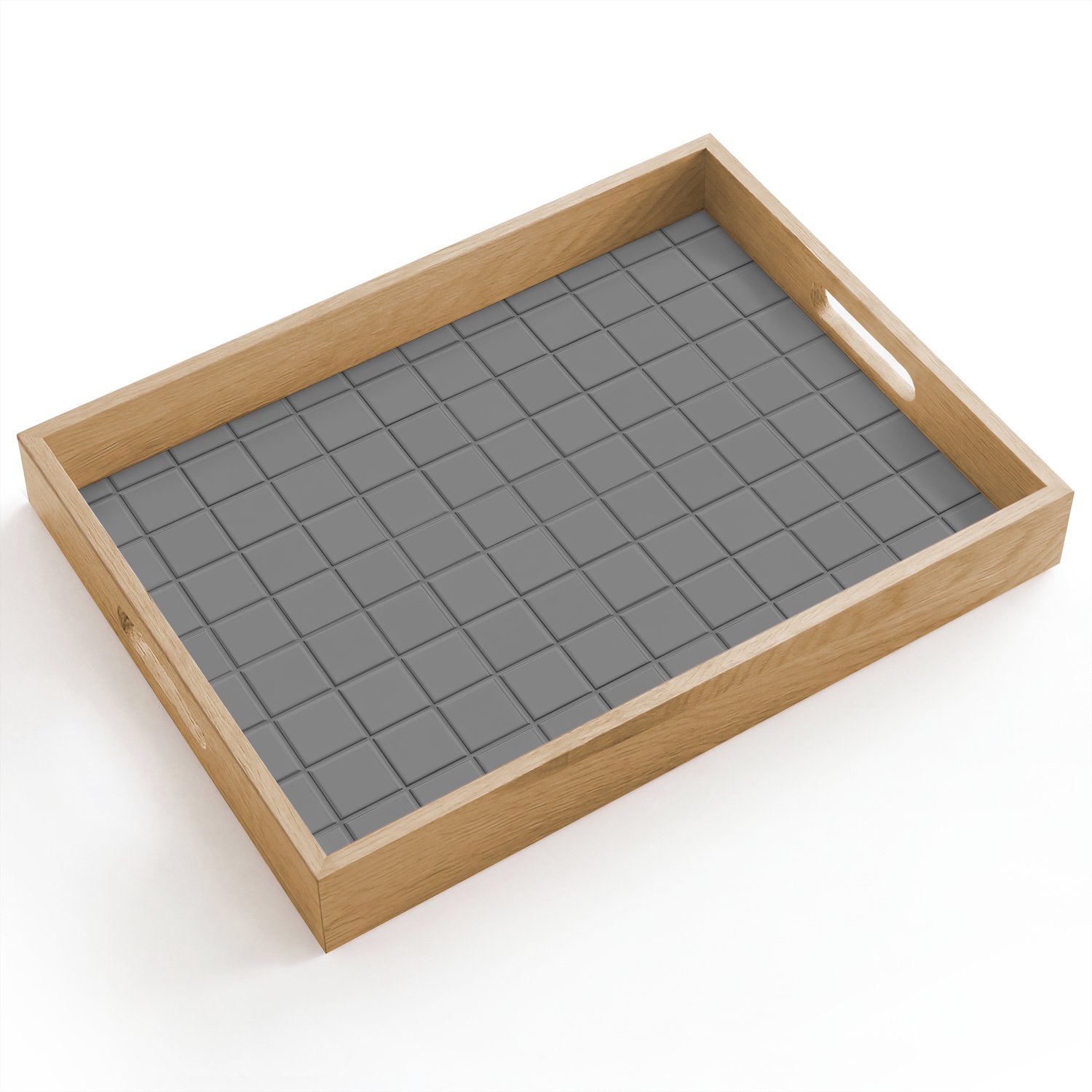 Dienblad hout 40x30 cm - Schootdienblad - Modern - Patroon - Grijs - Borrelplank rechthoek - Plateau dienbladen