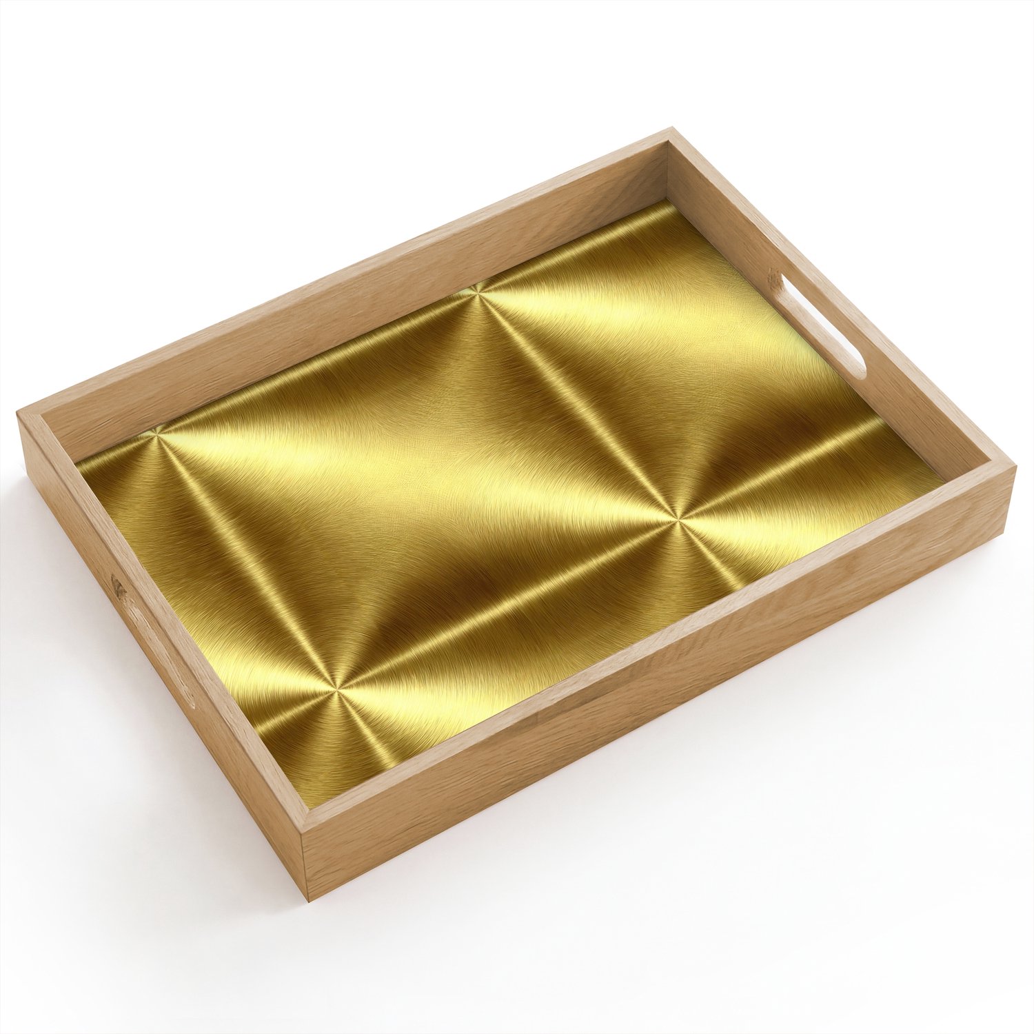 Dienblad hout 40x30 cm - Schootdienblad - Textuur - Geborsteld Goud - Industrieel - Metallic - Borrelplank rechthoek - Plateau dienbladen