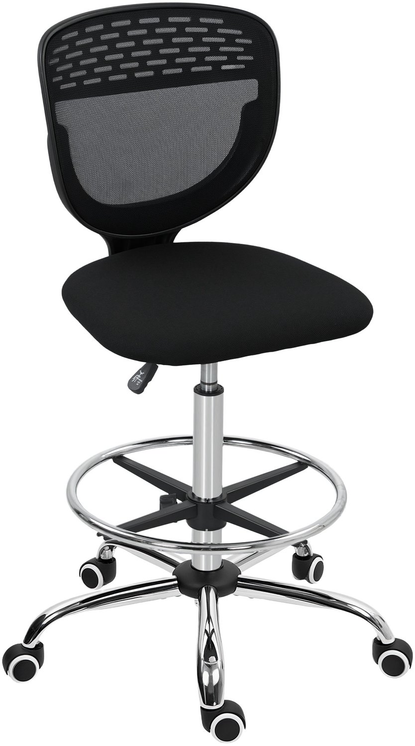 Lunpog Ergonomische bureaustoel van gaas - tekentoel - in hoogte verstelbaar en met verstelbare voetsteun - 59 x 59 x 106-126 cm - zwart Noir