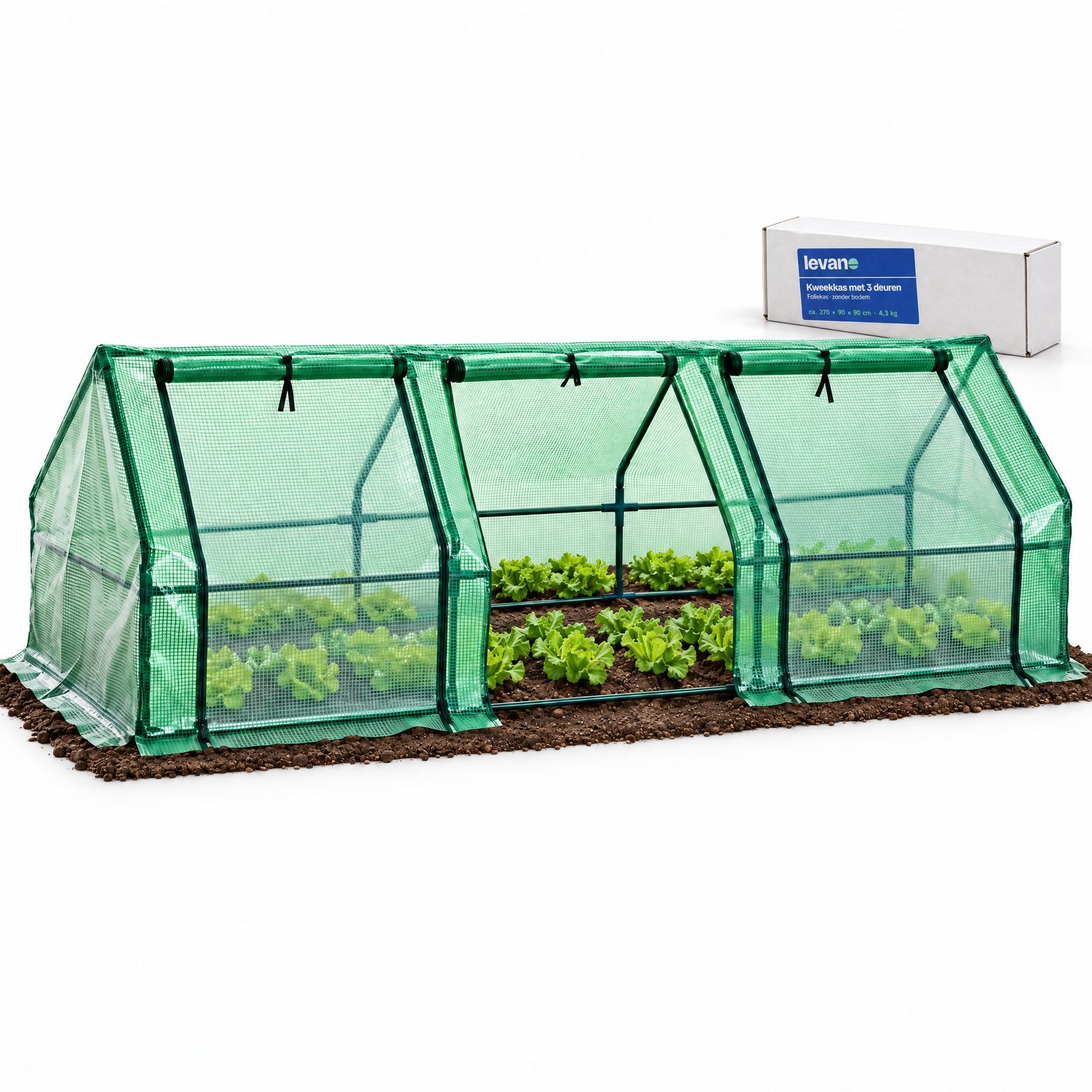 Levano Kweekkas 270 cm met 3 Deuren - Tuinkas - Serre - Broeikas - Plantenkas - Mini Serre - Mini Kas - Tuinserre - Kweekkastje in Tuin - Foliekas - Moestuin Kas - Kweekkasten voor Buiten - Tuinserre Plastiek - Groenten Kweken - Kweekkas Tuin – foto 8