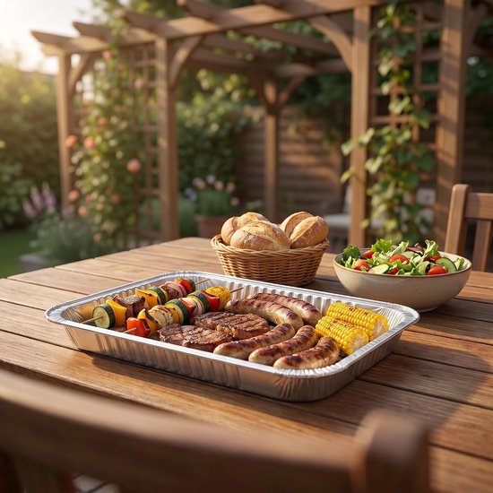 Grote Aluminium Grillschalen - 2200 ml - 32,5 x 26,2 x 4 cm - Wegwerp Schalen voor Barbecue en Catering - Perfect voor Feestjes — afbeelding 5