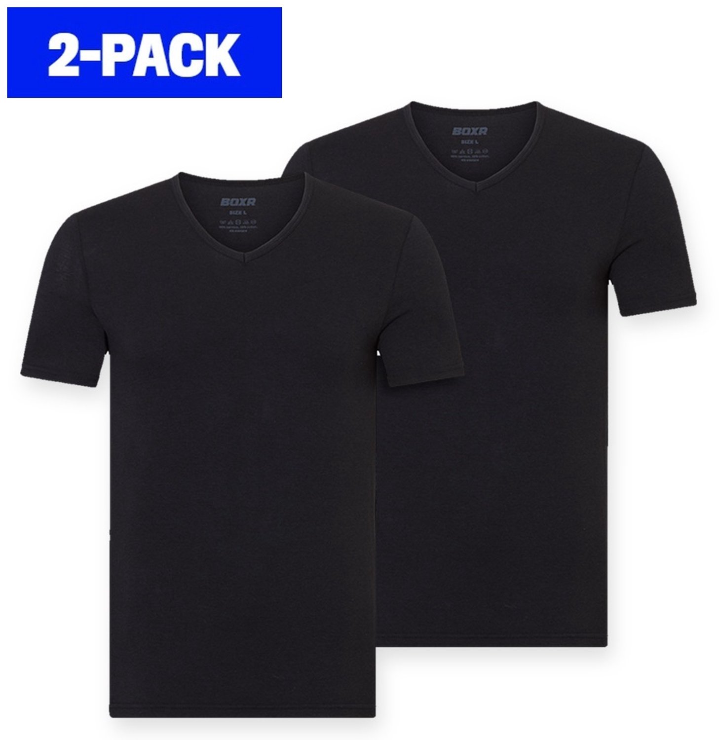 BOXR Underwear - Bamboe T-Shirt Heren - V-Hals - Zwart - Zijdezacht - Thermo Control - Ondershirt Heren - 2-Pack