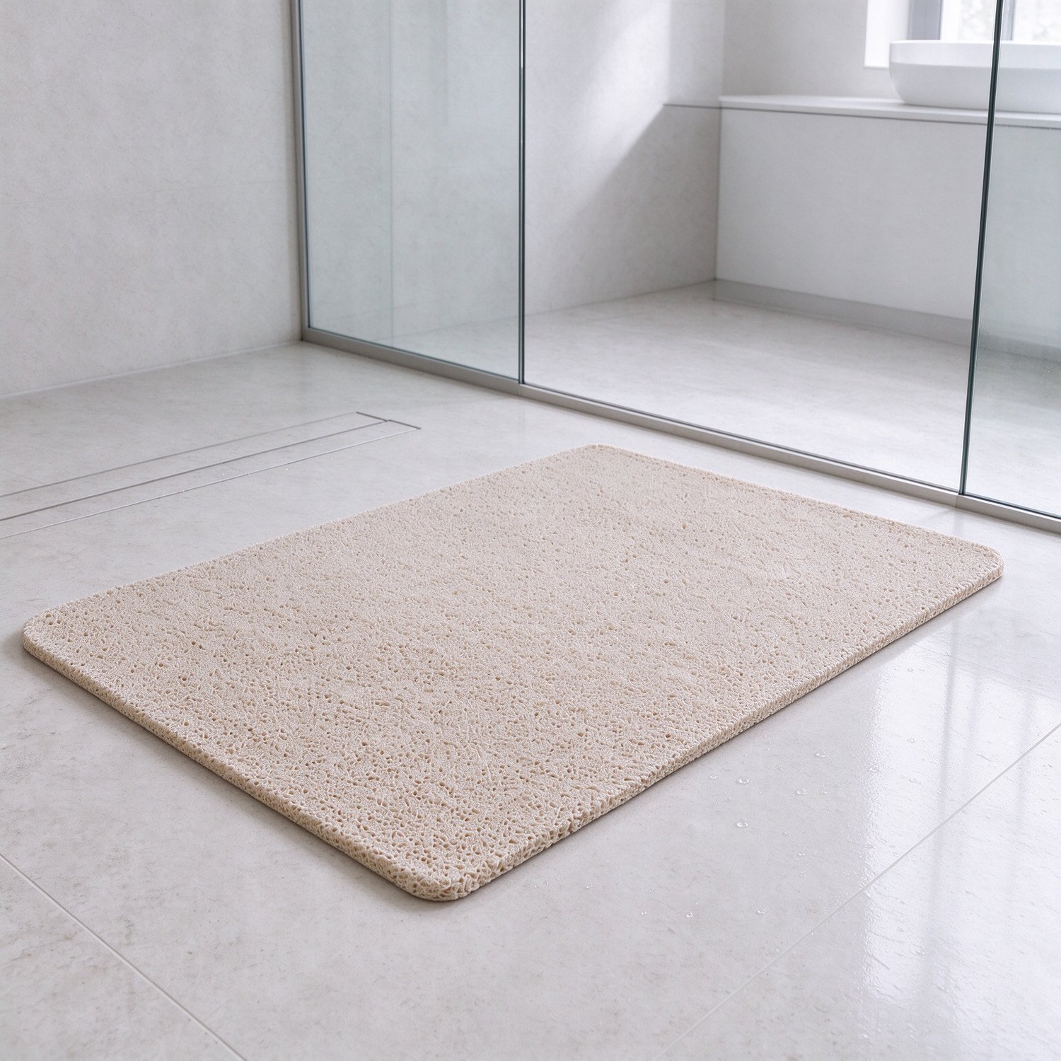 Lifhelpe Antislip Douchemat, 60 x 40 cm, Antislipmat voor in de Douche, Badkamer, Beige