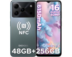 DOOGEE Note 56 Plus - Smartphone - Telefoon - 48 GB RAM+ 256 GB ROM (2TB/TF) - 50 MP camera - 6150 mAh/18W - 6.56 inch 90Hz - Gemini AI - Widevine L1 - NFC - Face ID - Vingerafdruk - GPS - Groen