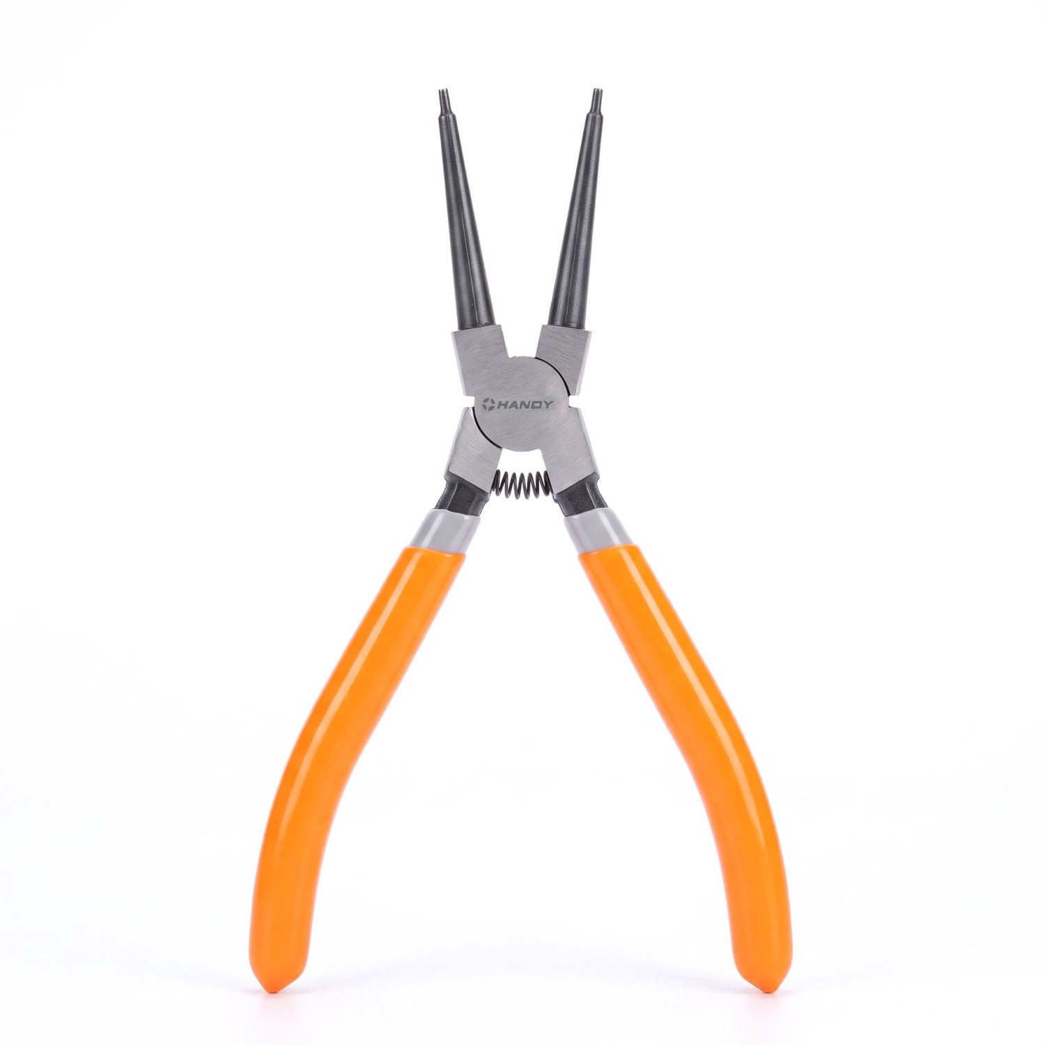 Handy Borgringtang Recht - Interne/Externe - 17 cm - Tip Ø2 x 4 mm - Standaardpositie Gesloten - Veermechanisme - Staal - Antislip PVC Handgreep - Oranje - 1 Stuk [10310]