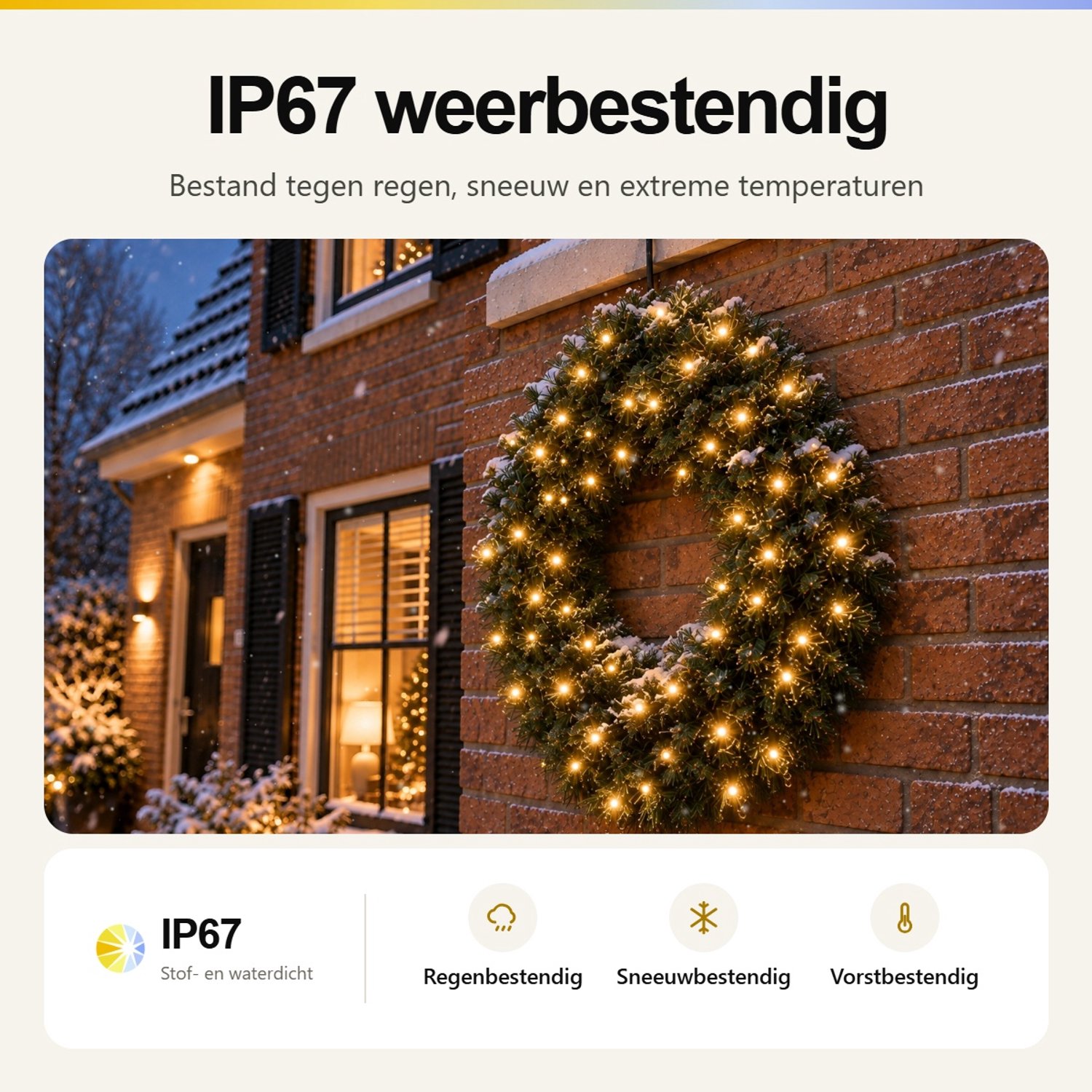 Blynx Kerstkrans met Verlichting Buiten - Ø 75 cm - 80 Klassiek Warm Witte LED Lampjes - IP67 waterdicht - Koppelbaar - Incl. Startkabel – foto 3