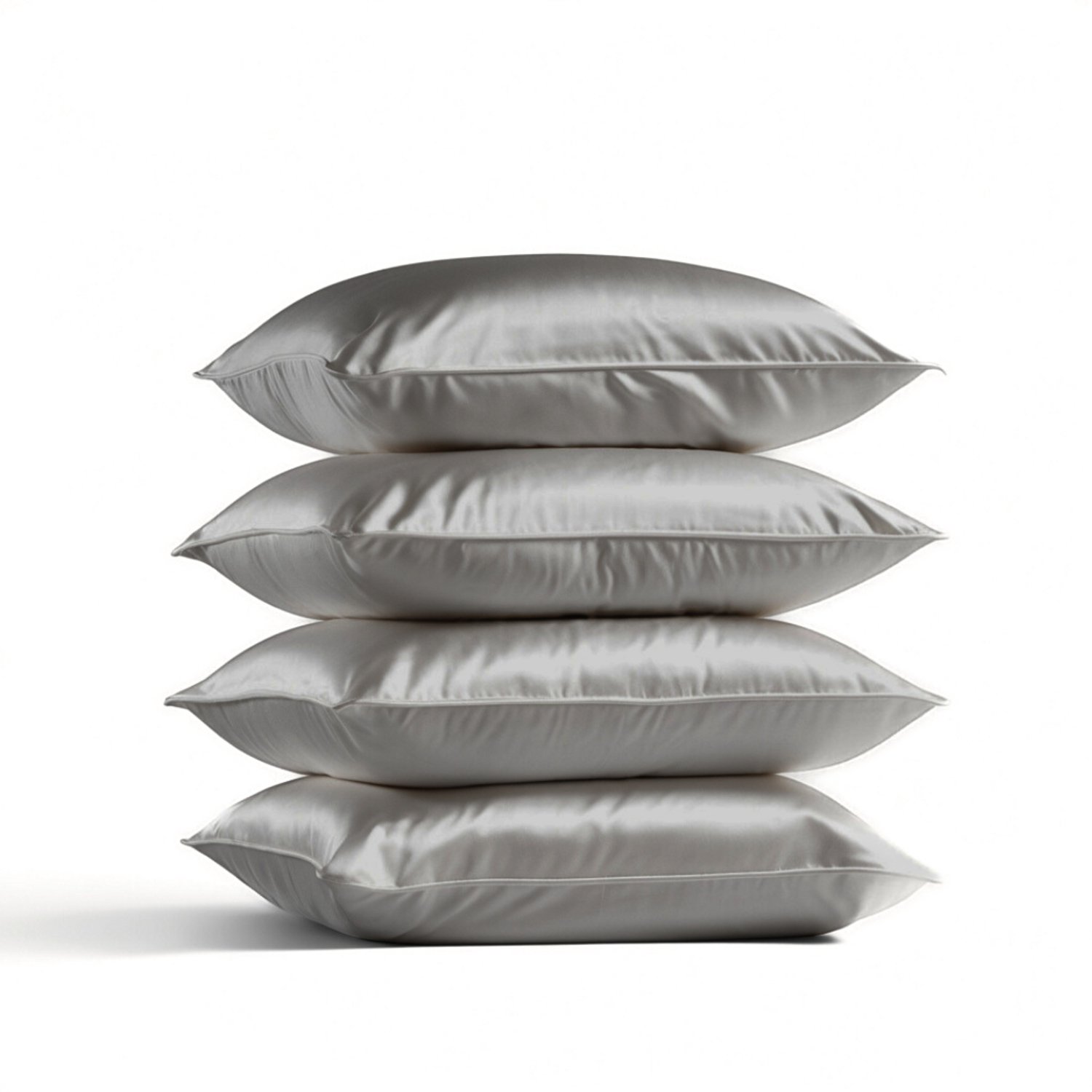 Silk Heaven 4x Zijden Kussensloop 45x65cm Licht Grijs Ritssluiting 19 Momme - Kussensloop set - Luxe Silk Kussensloop 100% moerbei zijde - Zijde kussensloop - Silk Heaven - 45x65cm (voor ergonomische kussens 40x60cm) / Ritssluiting Lichtgrijs