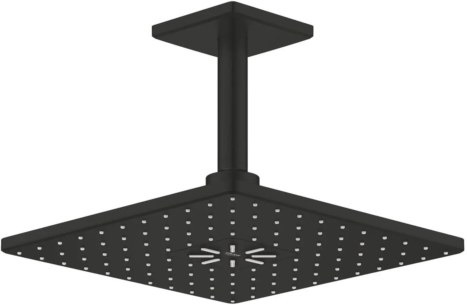 GROHE hoofddoucheset Rainshower SmartActive 310 Cube 26481, 2 straalsoorten, plafondaansluiting 142 mm, vierkante vorm, phantom black, 26481KF0