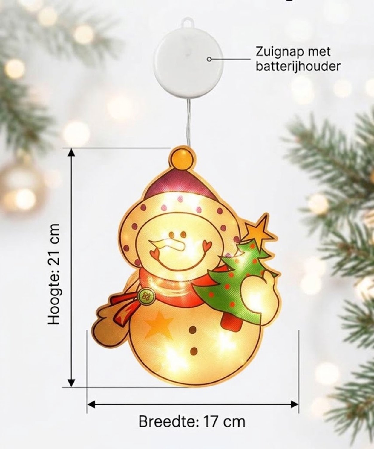 LED Kerst Raamverlichting (Set van 6) – Kerstfiguren met Warm Wit Licht, Kerst Raamdecoratie met Zuignap, Kerstman, Sneeuwman, Rendier en Kerstdecoratie voor Raam op Batterijen – foto 6