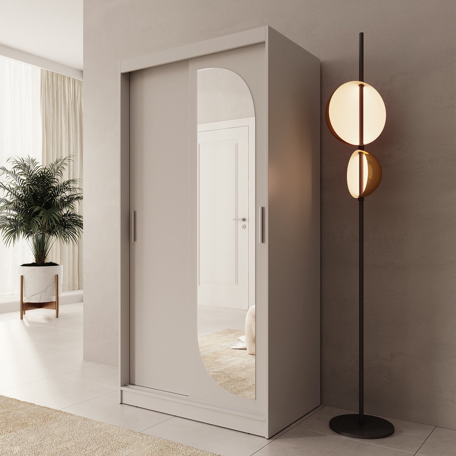 MEUBELLA Lava - Kledingkast 2 schuifdeuren - Beige - 100x62x200 cm