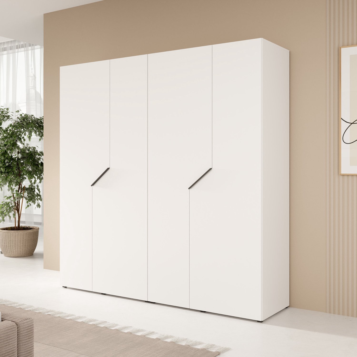MEUBELLA Arena - Kledingkast 4-deurs - Wit - 200x202x50 cm
