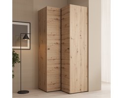 Meubella - Nouran - Kledingkast hoek - Eikenpatroon - 95x90x208 cm