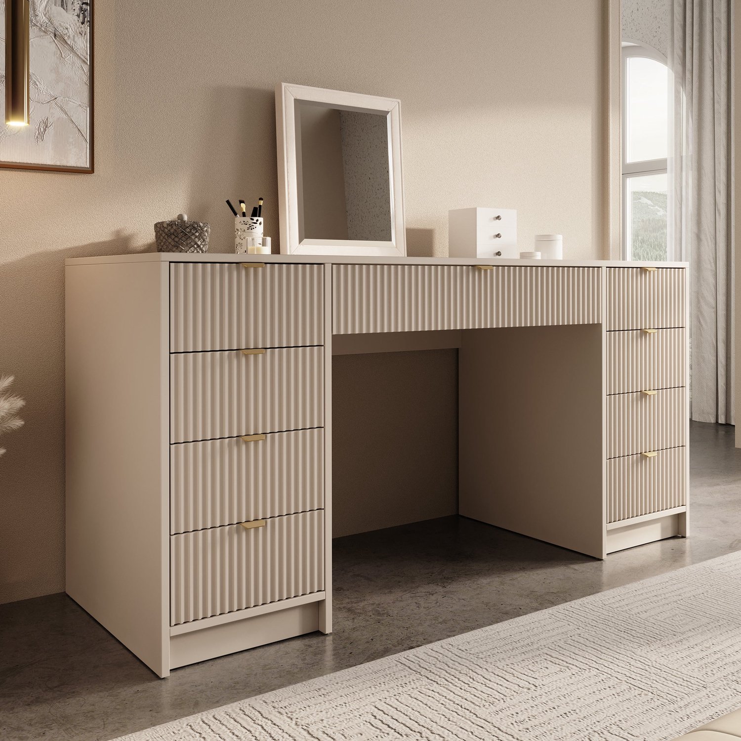 MEUBELLA Kaptafel Tavares 2 - Beige - 154 cm