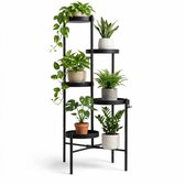 Plantenrek 5 Laags - Staande Bloemenstandaard - Matzwart Metaal - Industrieel Design - 92 cm - voor Binnen en Buiten