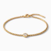 Lundholm Anah Armband Dames Goudkleurig met Zirkonia - Minimalistische Schakelarmband Dames - Premium Stainless Steel Jewellery Goud Verguld - Hypoallergene Sieraden - Kerstcadeau Mama - Cadeau Moeder - Vrouwen Cadeautjes - my Lundholm