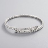 Lundholm Yael Armband Dames Zilver Kleurig - Tennis Armband met Zirkonia Steentjes - Wikkel Bangle One Size - Premium Stainless Steel Jewellery - Hypoallergene Sieraden - Vrouwen Cadeautjes - Kerst Cadeau Vrouw en Vriendin - my Lundholm