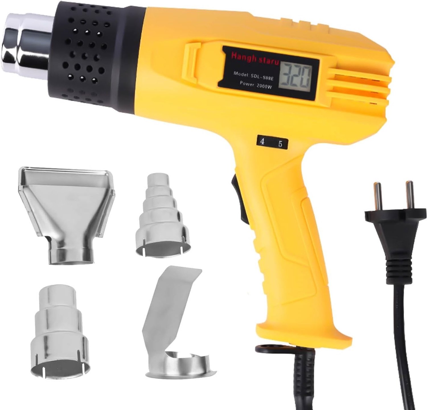 Heetluchtpistool Kit - Zwart - 2000W - Met Variabele Temperatuur en 4 Mondstukken - Voor Verhitting en Krimpen