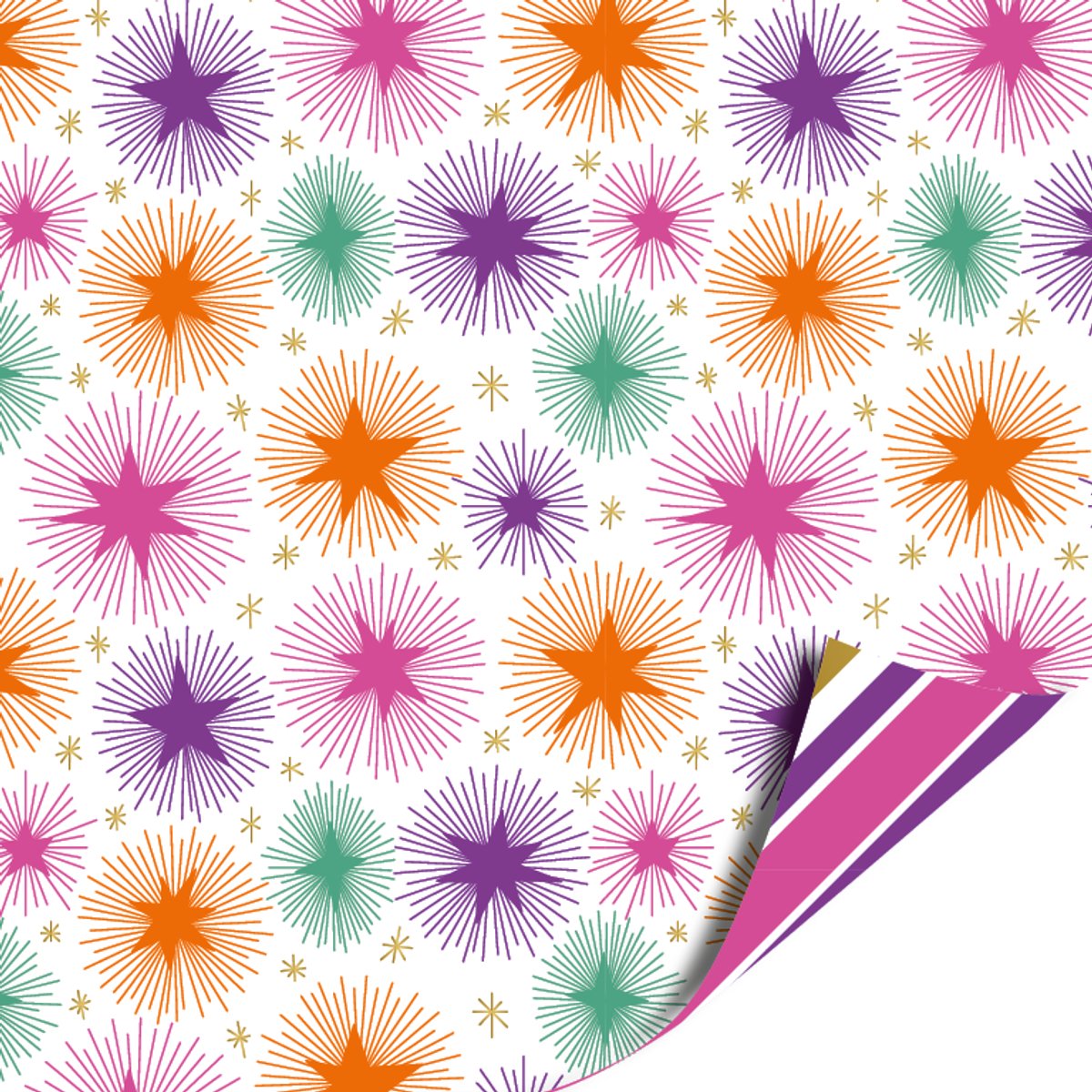 Het Inpakhuis - Cadeaupapier - Inpakpapier - Kadopapier - Kerst - Stargazing Purple Pink - Painted Lines - Paars - Roze - 70cm x 2mtr