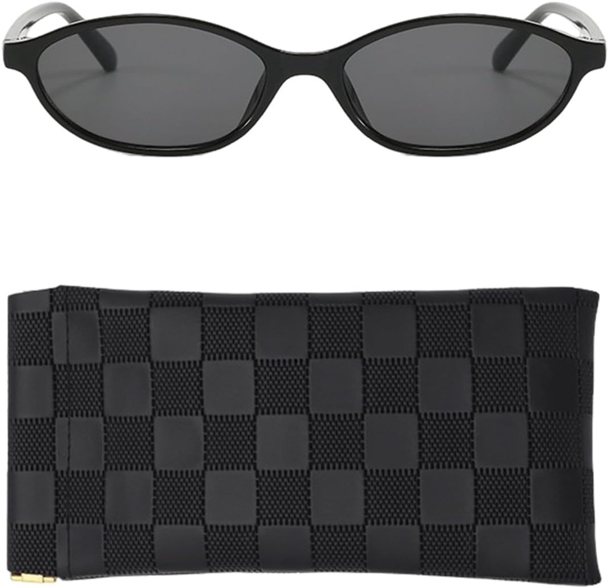 Zonnebrillen En 1 Brillenzak, Ovale Kattenbril, Trendy Bril Met Een Dun Frame, Anti-Uv-Bril, Modieuze Zonnebril.